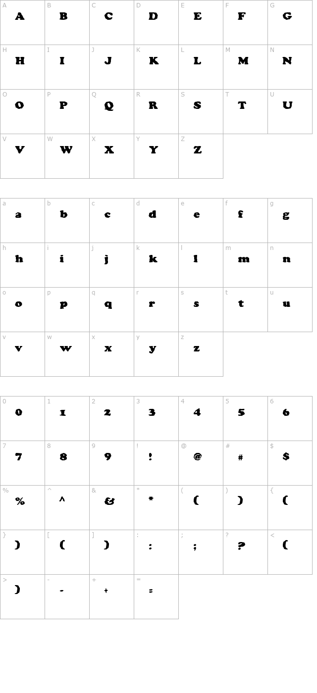 charlemagne-condensed character map