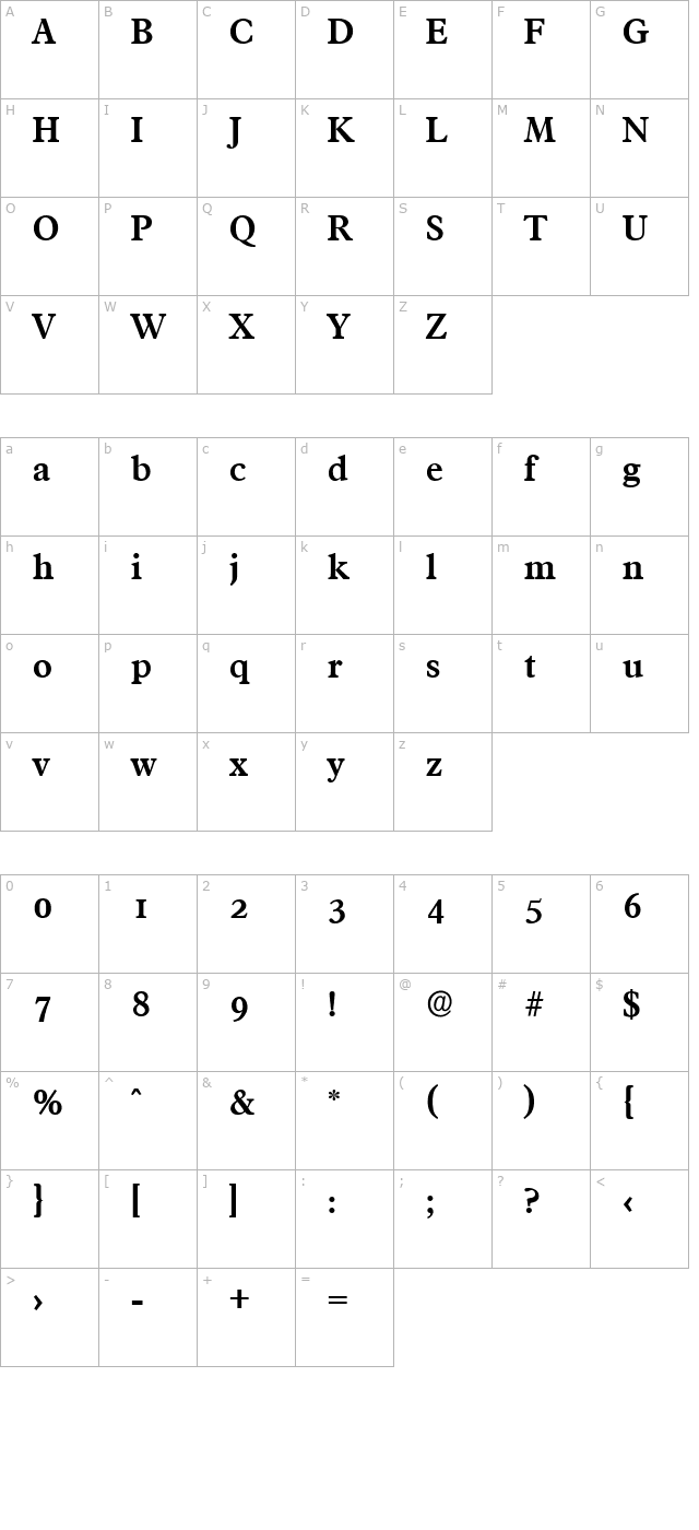 CharlesBecker Bold character map