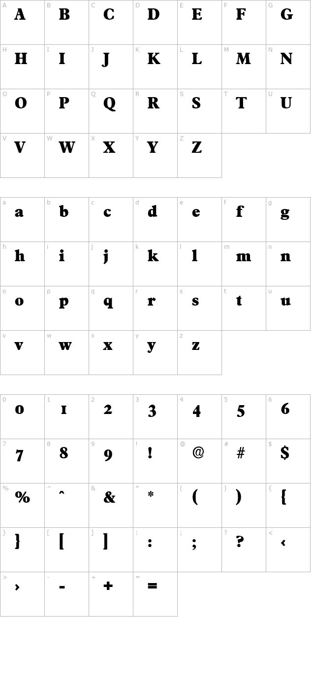 CharlesBecker-Heavy character map