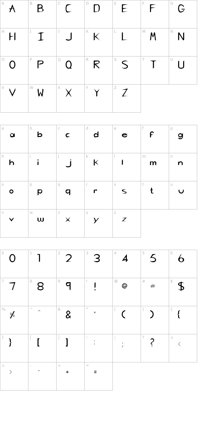 charliechan-regular character map