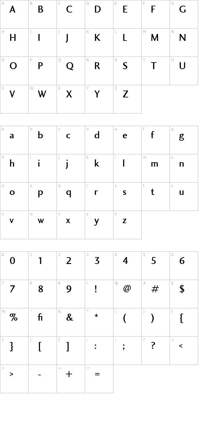 charlotte-sans-medium-let character map