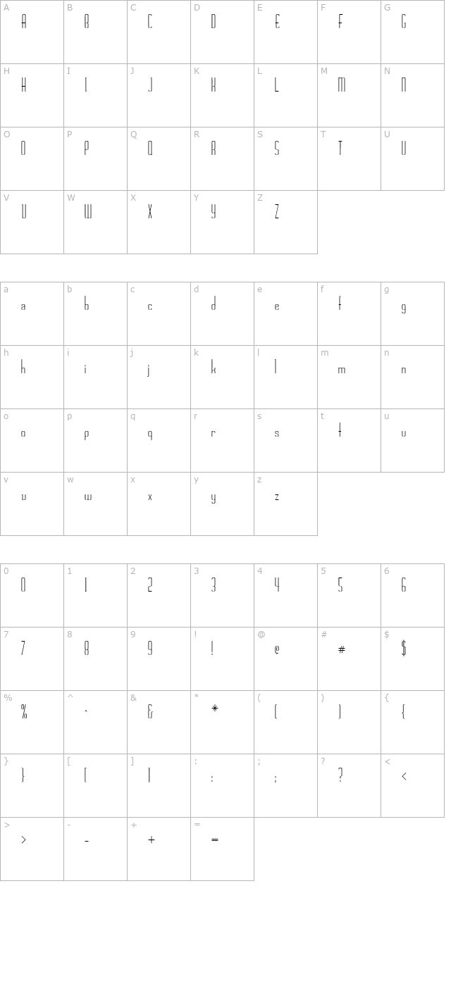 Chasline Normal character map