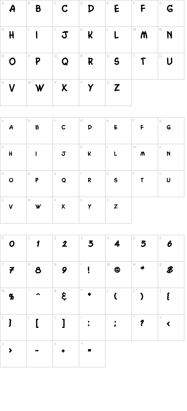 Chasm Bold character map