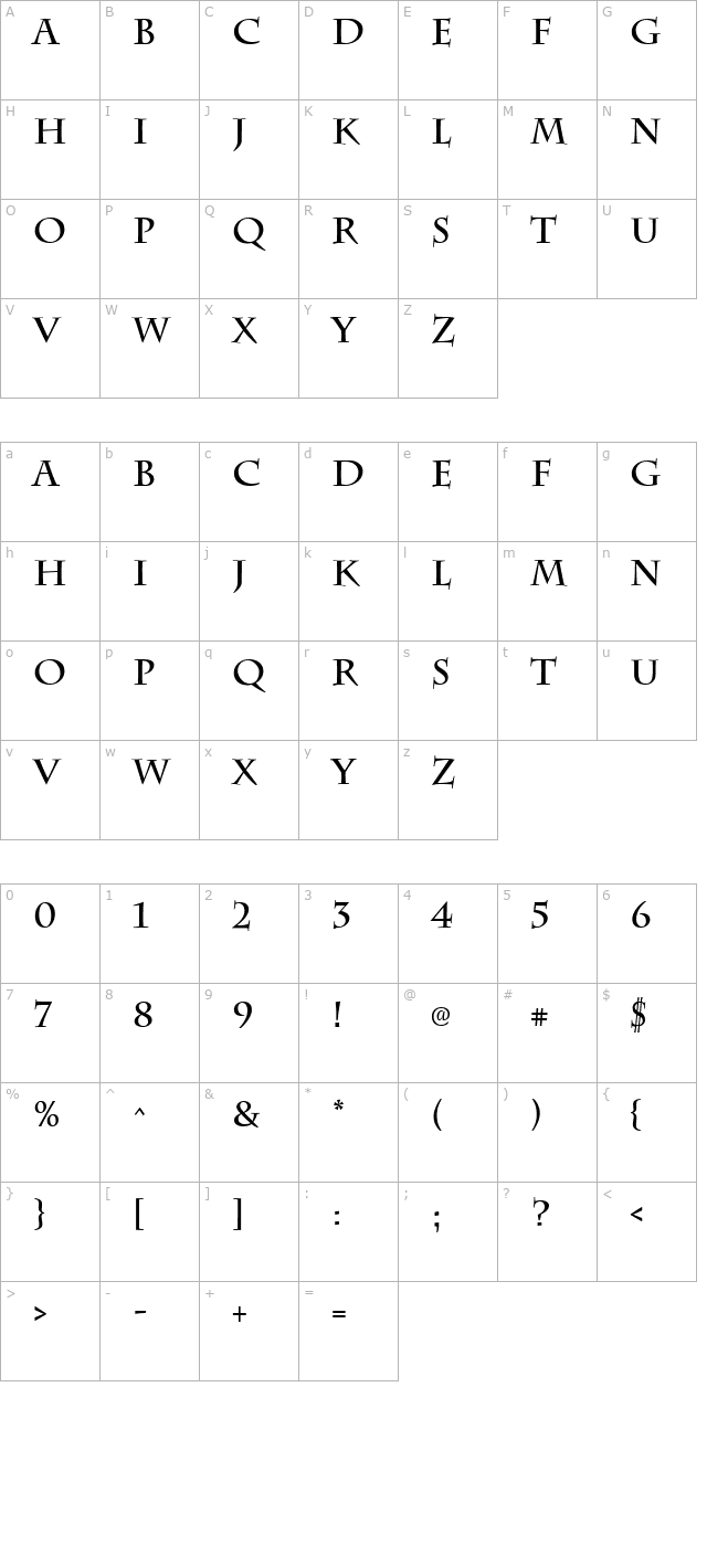 chattsworth-bold character map