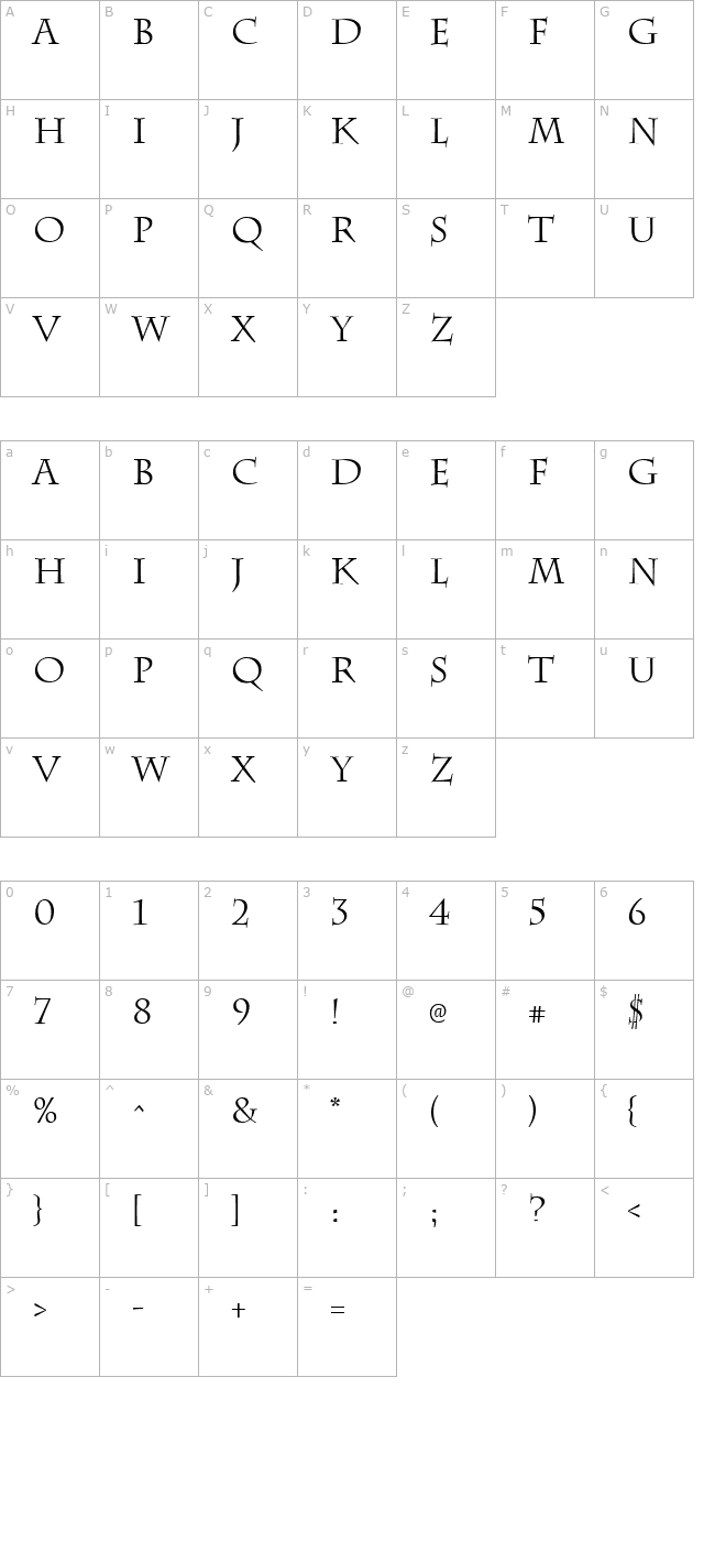 chattsworth-regular character map