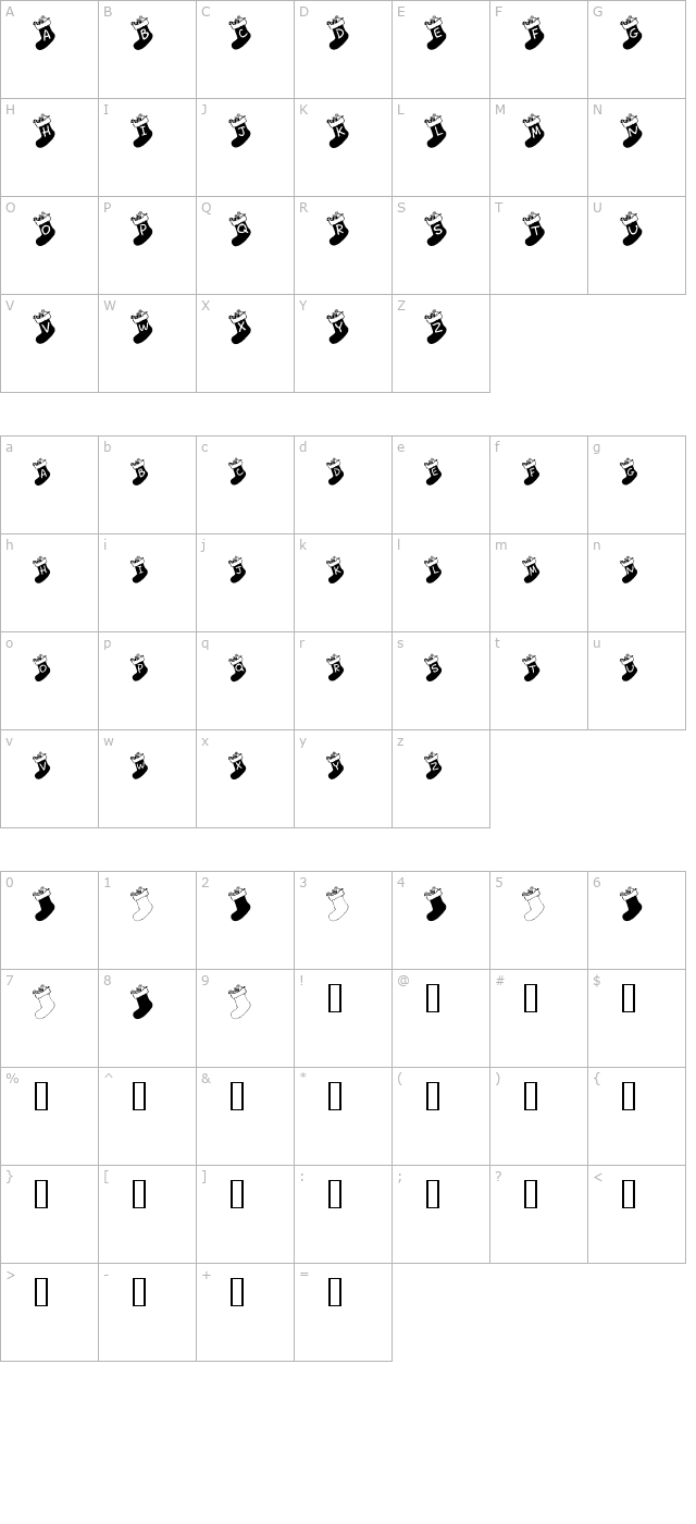 Chausettes de Noel character map