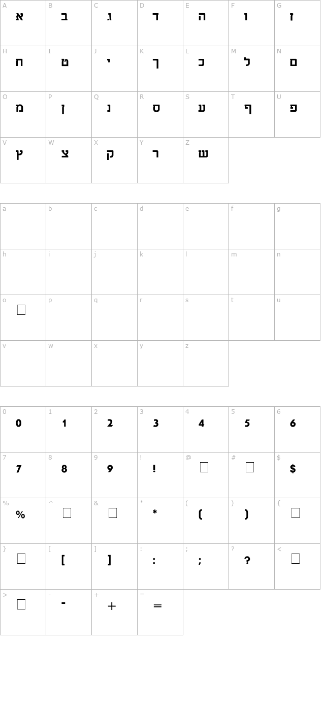 Chaya Bold character map