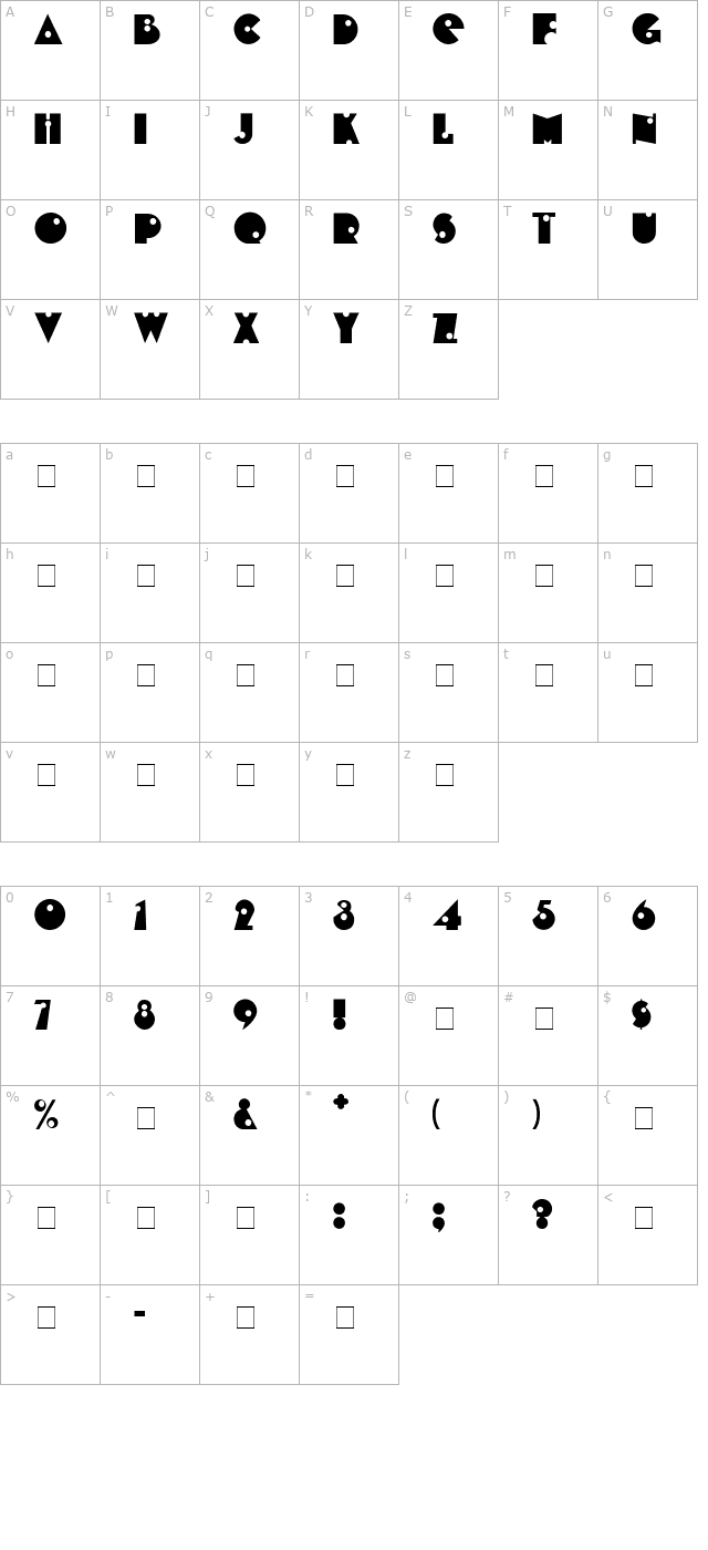 Cheap Shot Display Caps SSi character map