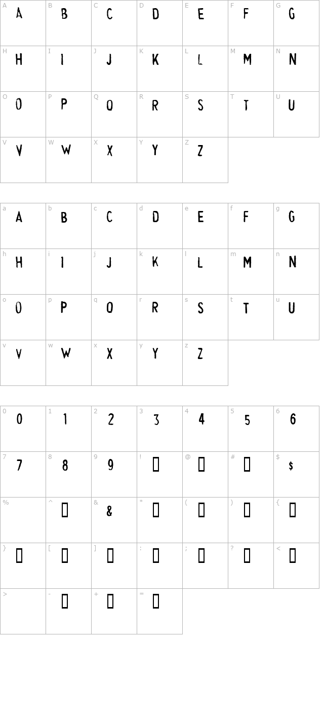 cheapskate-fill character map