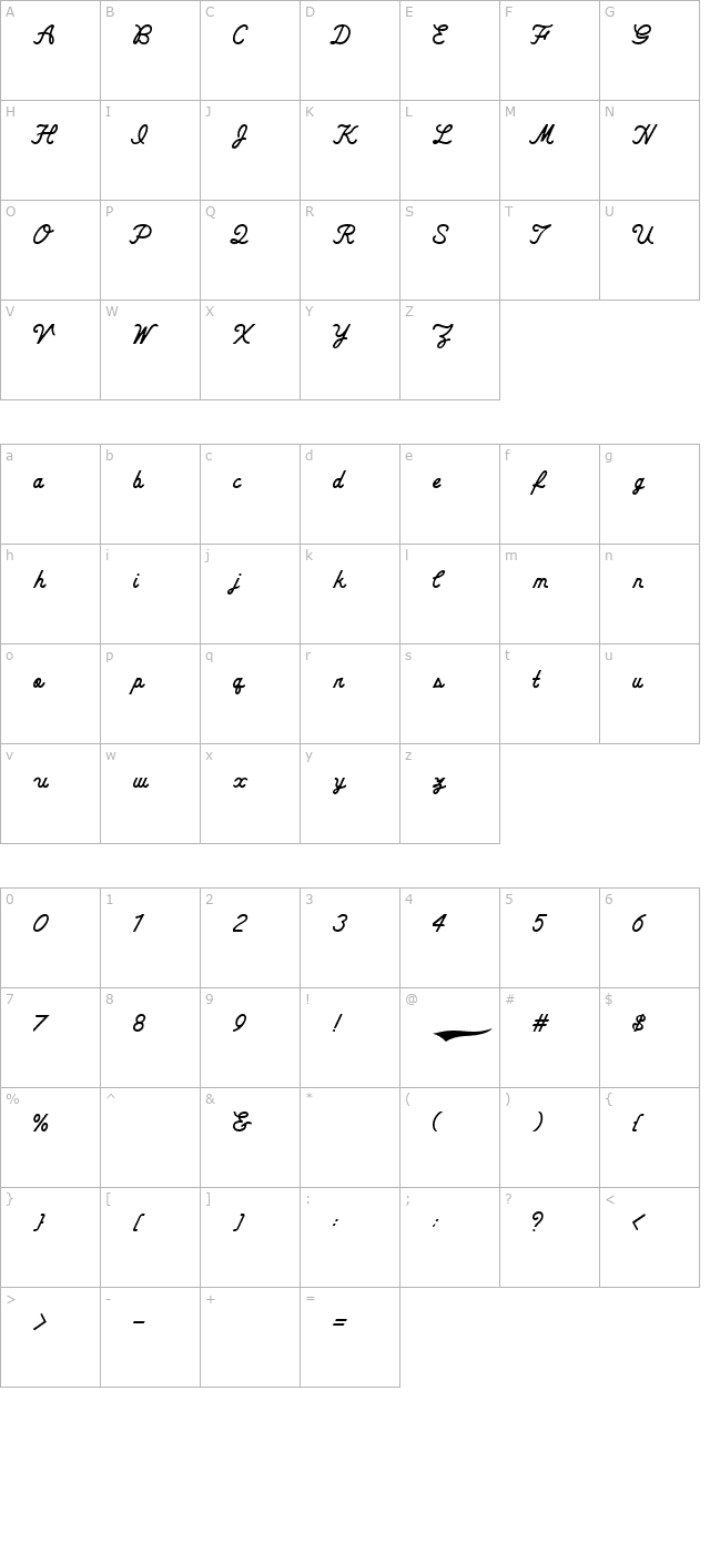 CheerScriptROUNDRegular character map