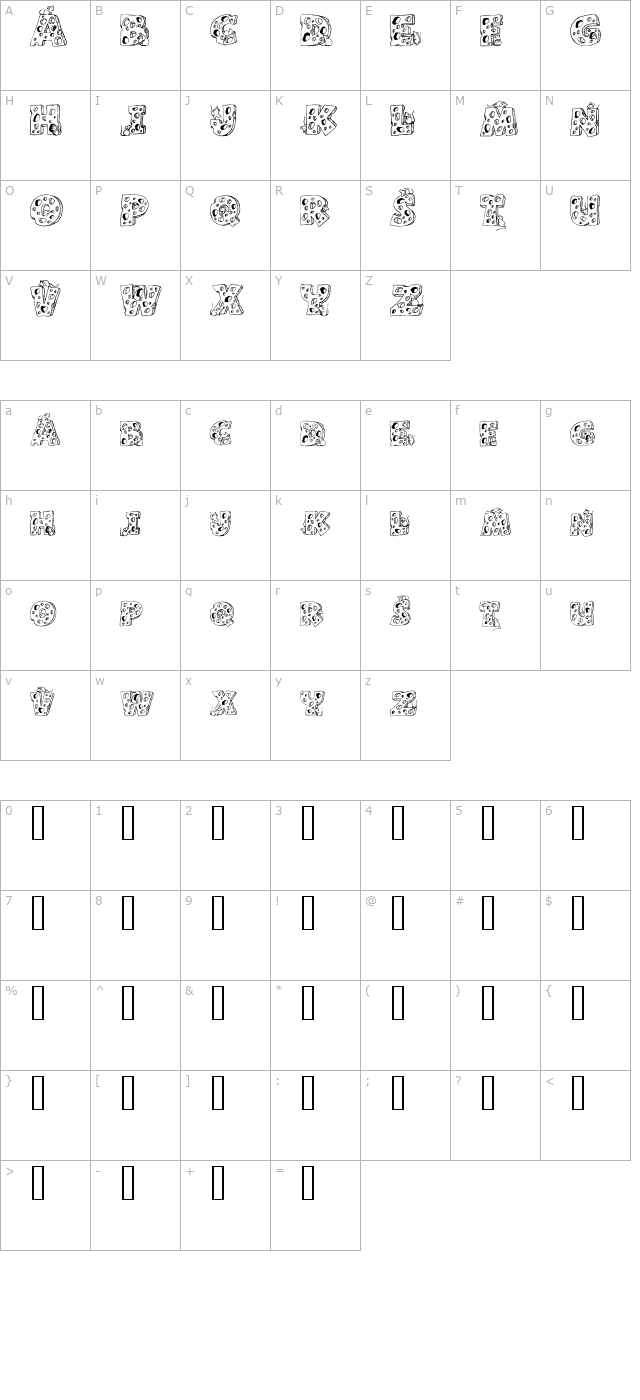 Cheese and Mouse character map