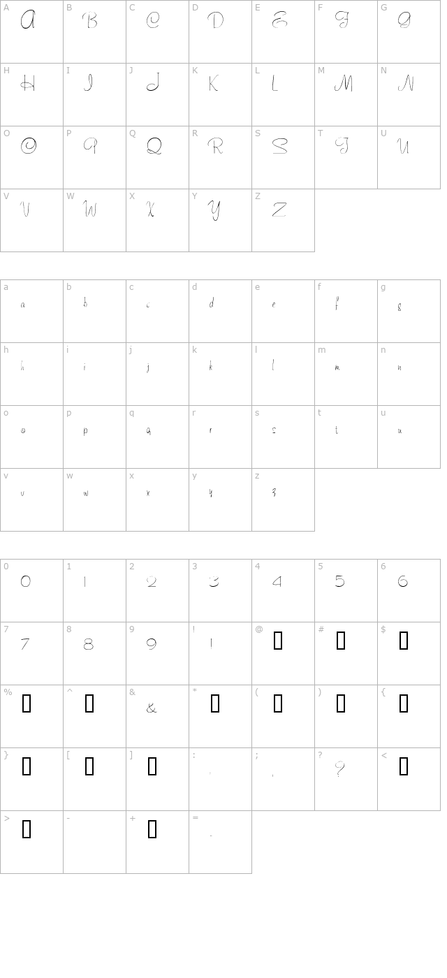 ChenilleScriptSSK character map