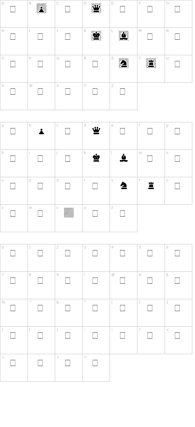 cheq-bold character map