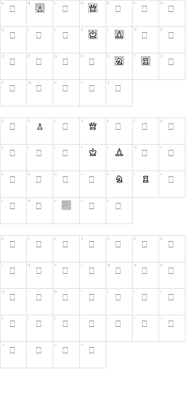 Cheq Normal character map