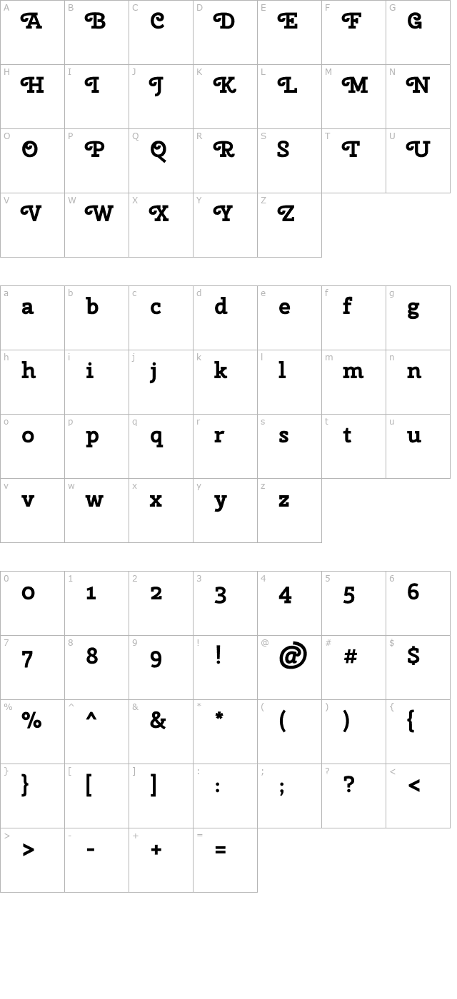 cherry-swash-bold character map