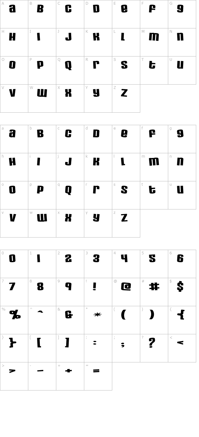 Cherub Small Caps character map