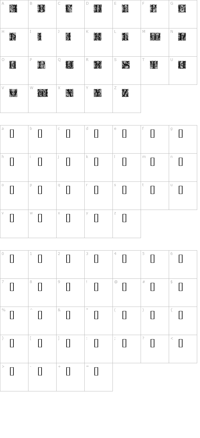 Cheshire Initials character map