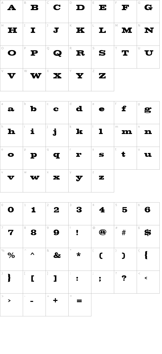 Chesterfield Regular character map