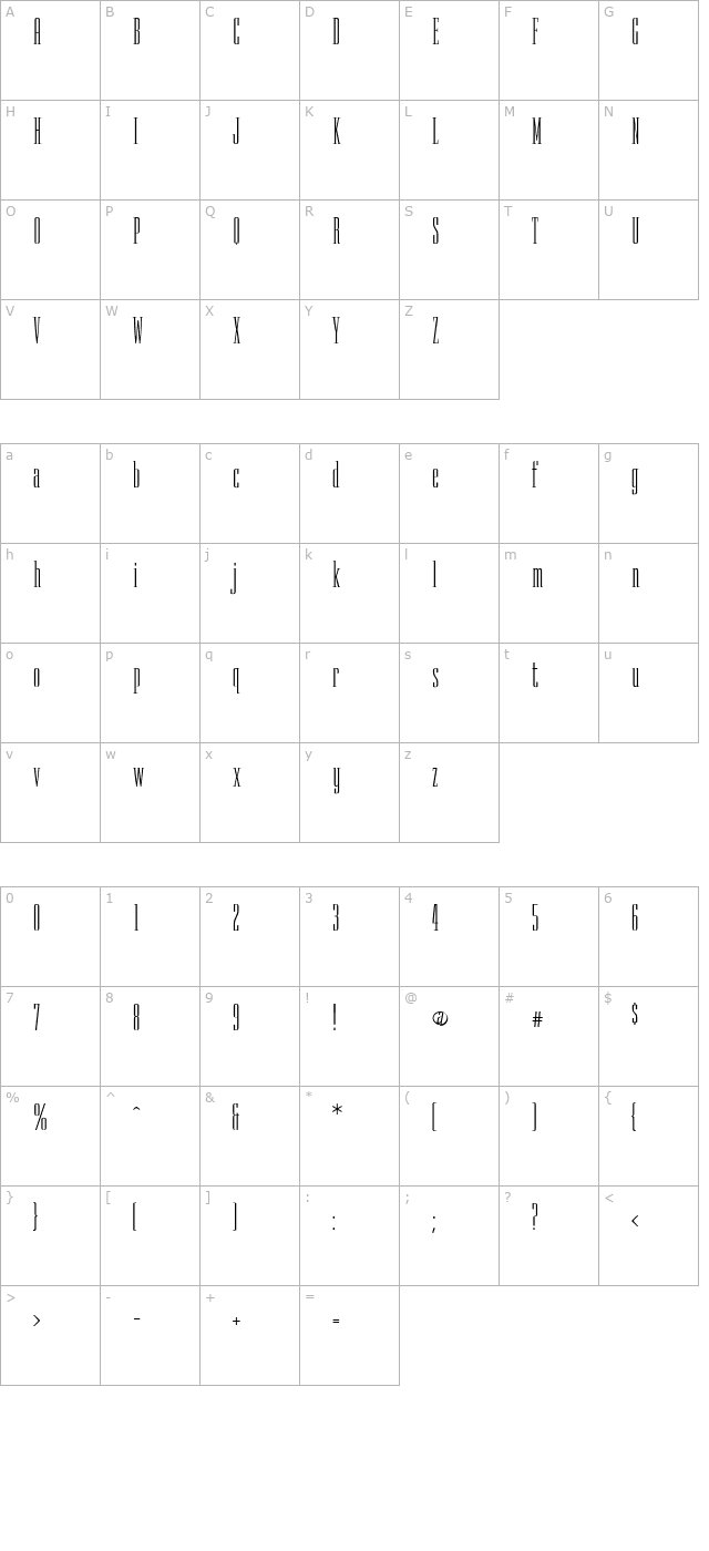 Chevron STF character map