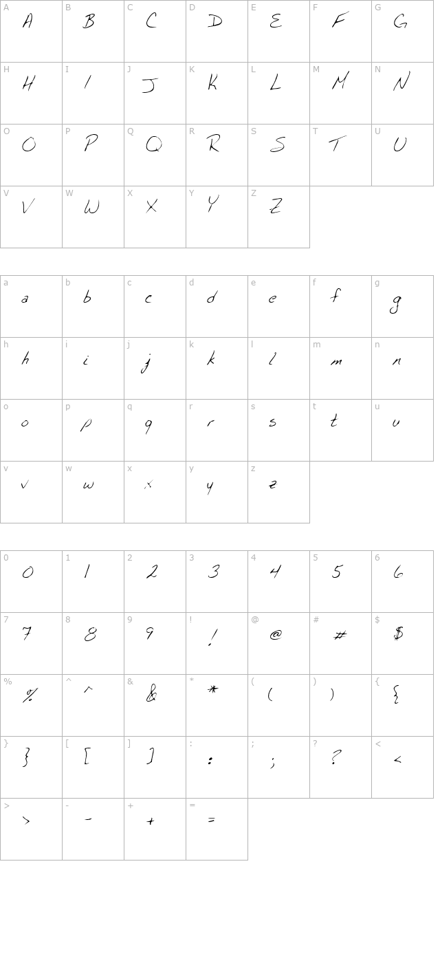 chickshand-regular character map