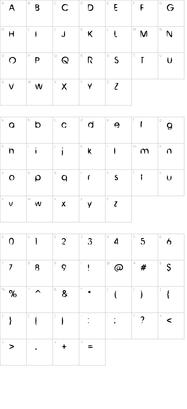 Chinese Brush character map