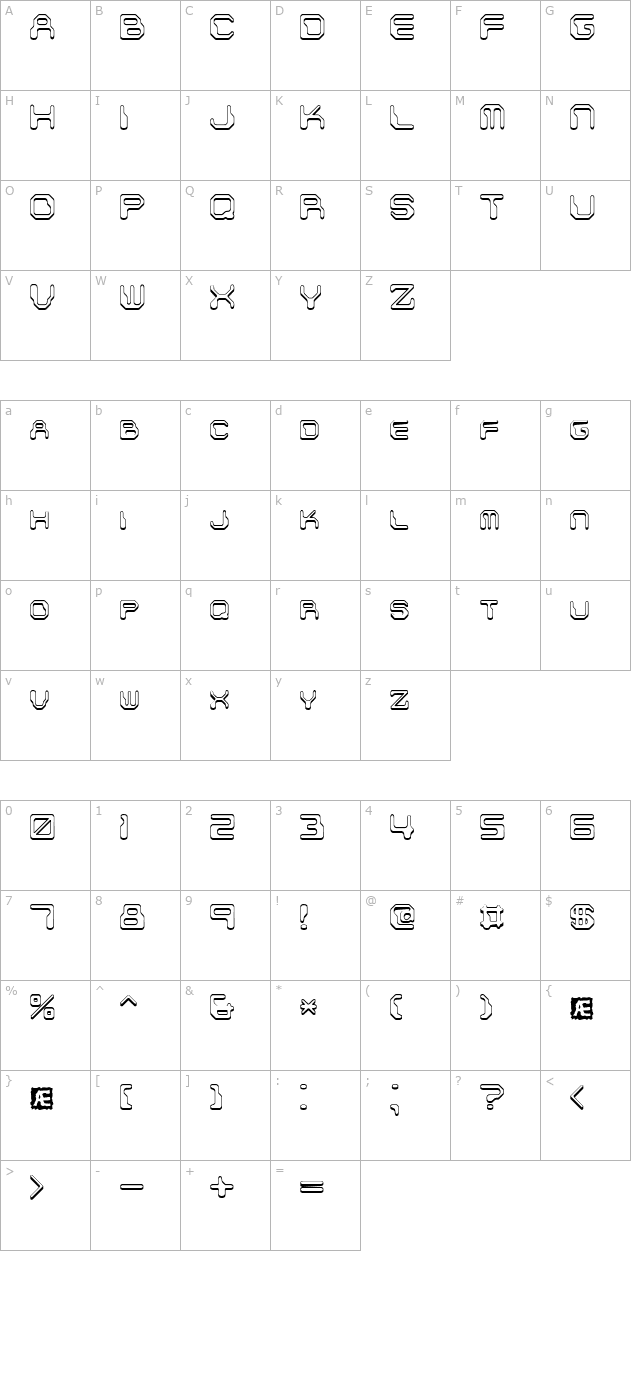 Chintzy CPU Shadow (BRK) character map