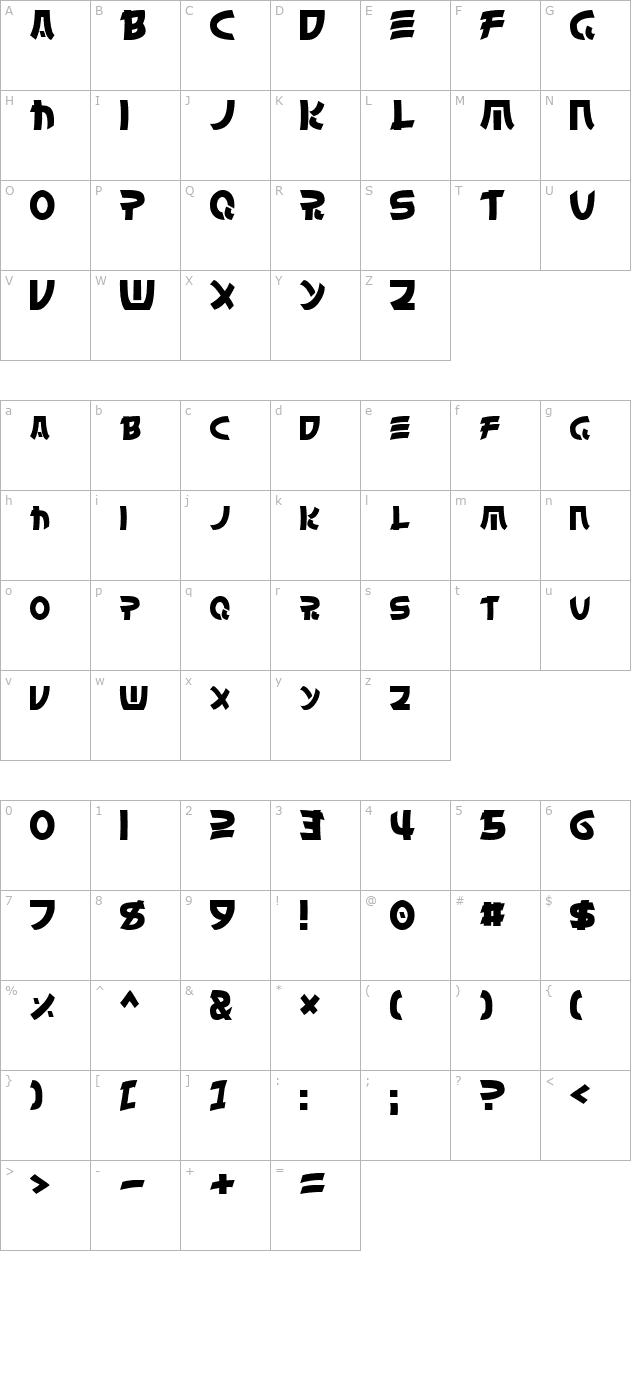 Chinyen Normal character map