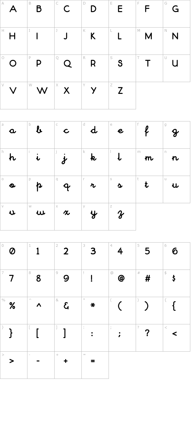 chitownscript-bold character map