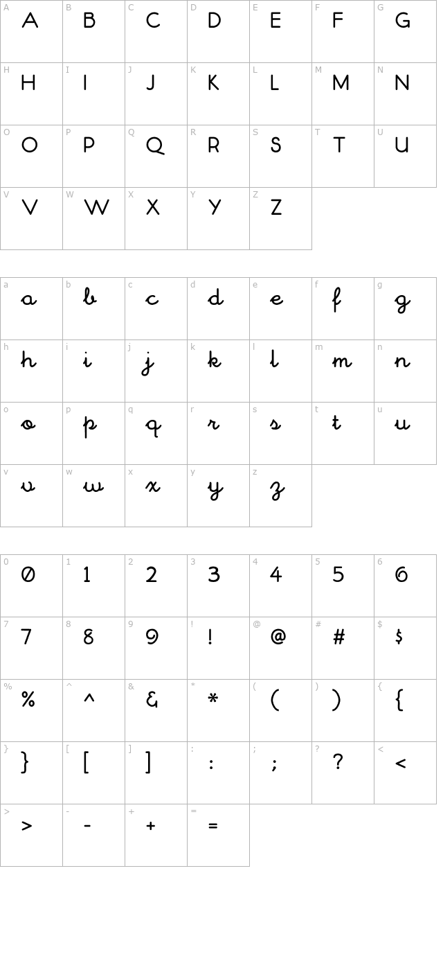 chitownscript character map