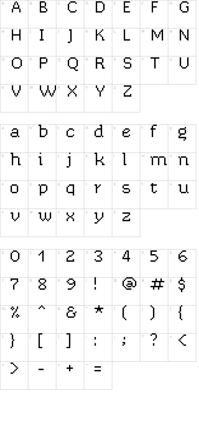 chixat-8 character map