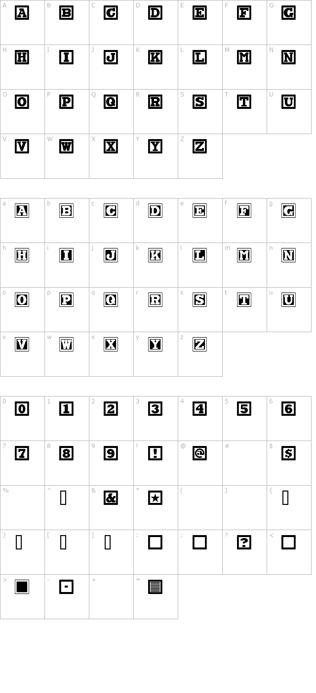 chockablocknf character map