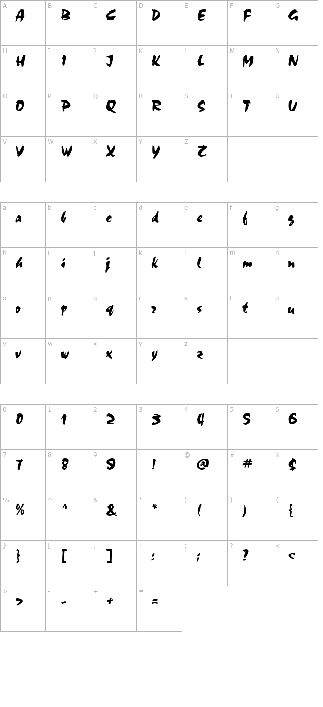 chokko-regular character map