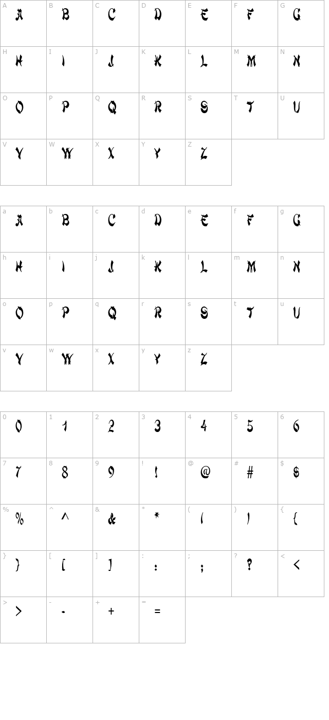 chowmeinnarrow-regular character map