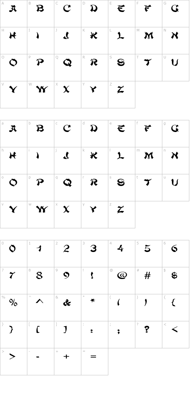 ChowMeinWide Regular character map