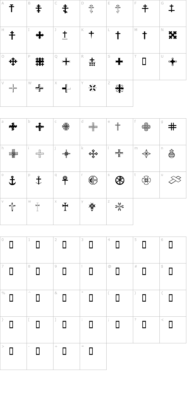 christian-crosses-iii character map