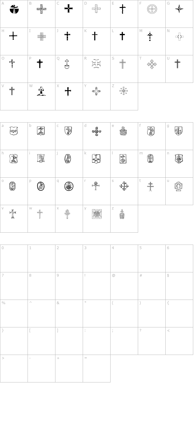 Christian Crosses IV character map