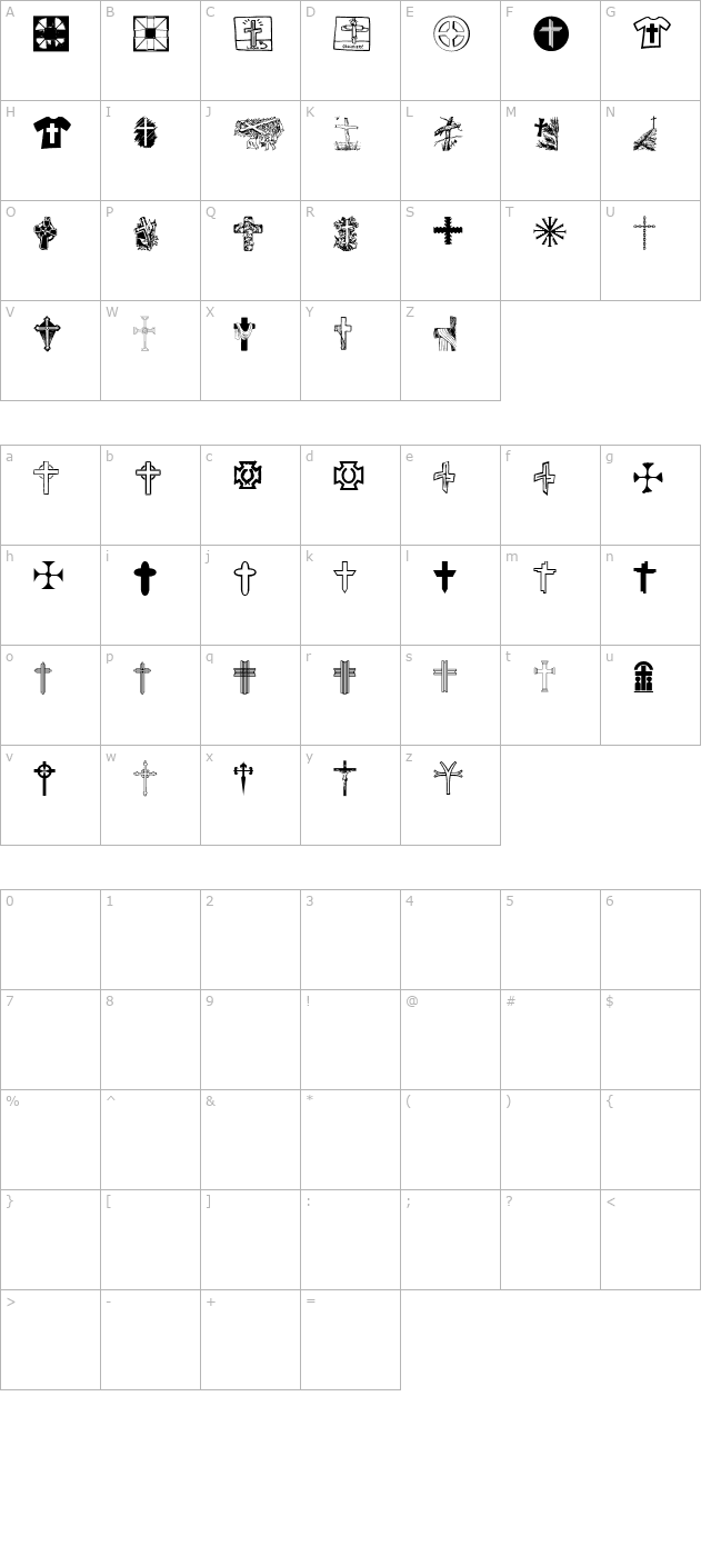 Christian Crosses V character map