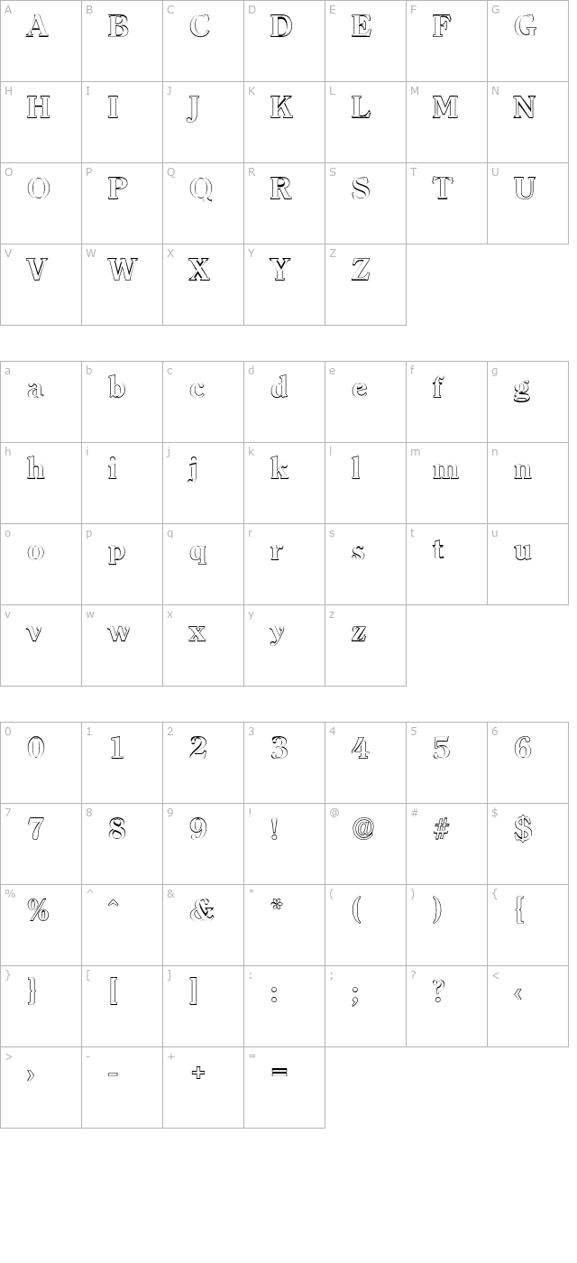 ChristianBeckerOutline Bold character map