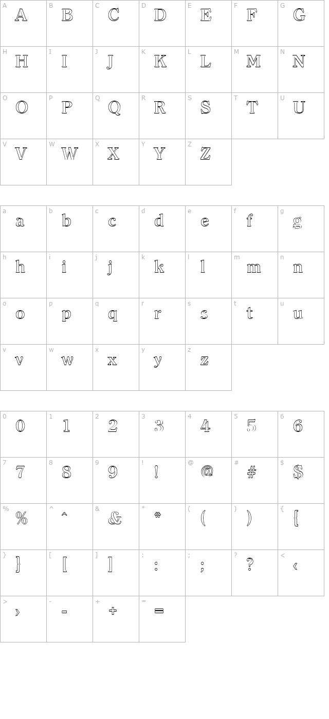 ChristianBeckerOutline-Medium-Regular character map