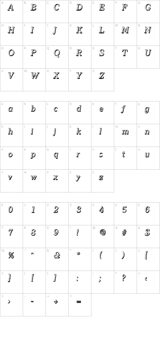 christianbeckershadow-italic character map