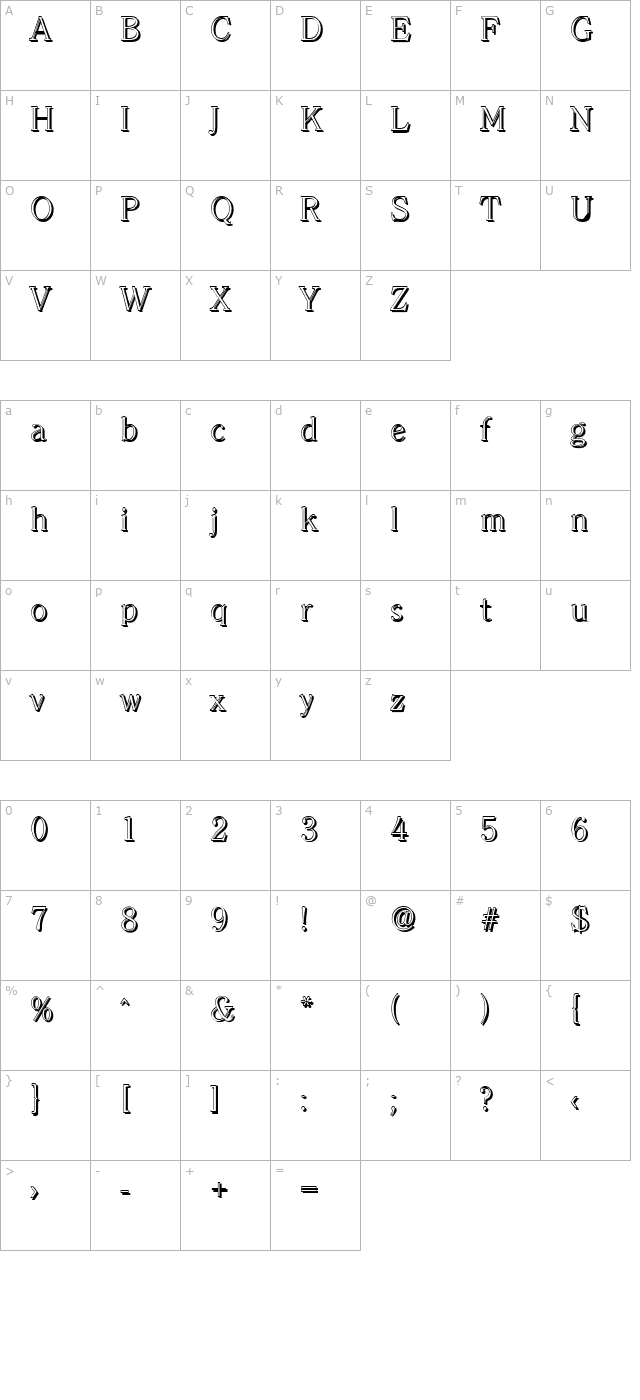 ChristianBeckerShadow-Xlight-Regular character map