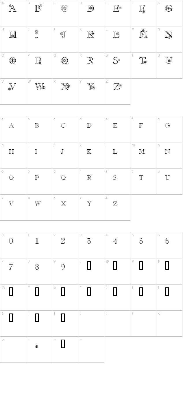 Christmas Flakes character map