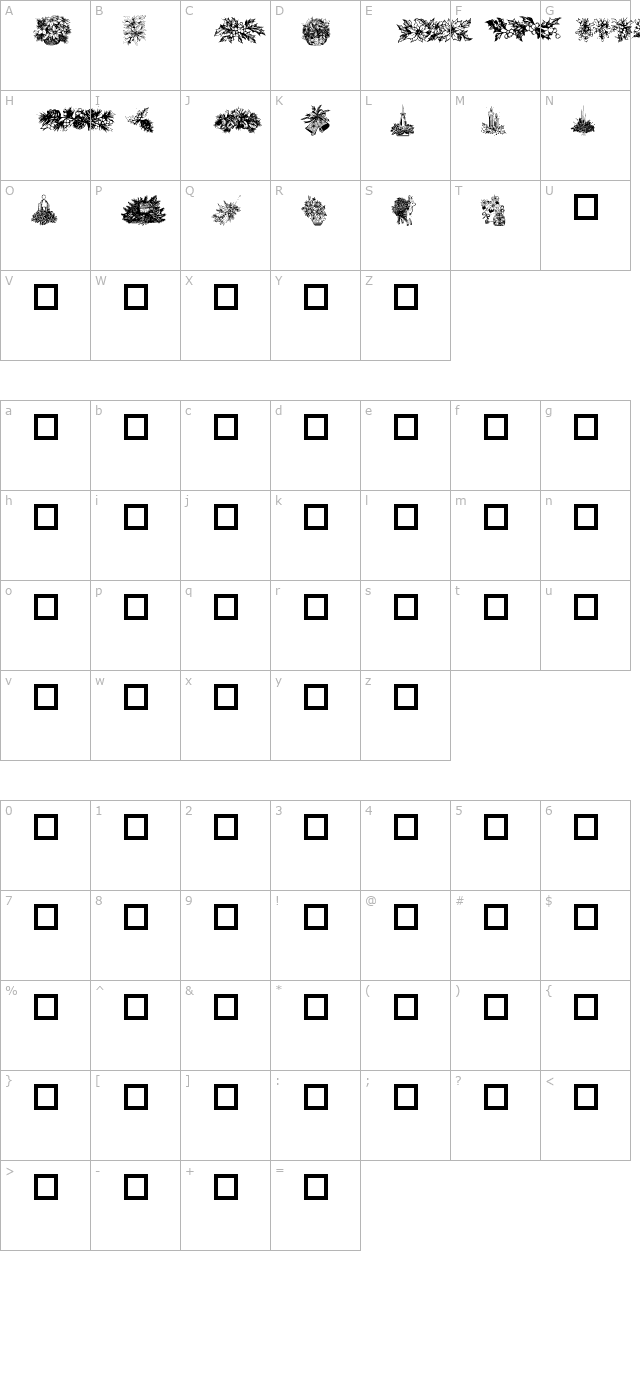 Christmas Greens character map