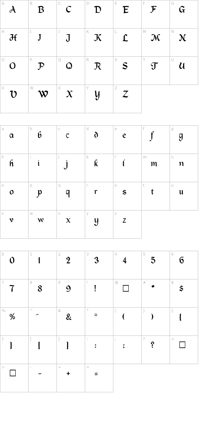 Christmas Regular character map