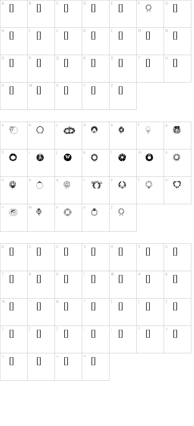 Christmas Wreath character map