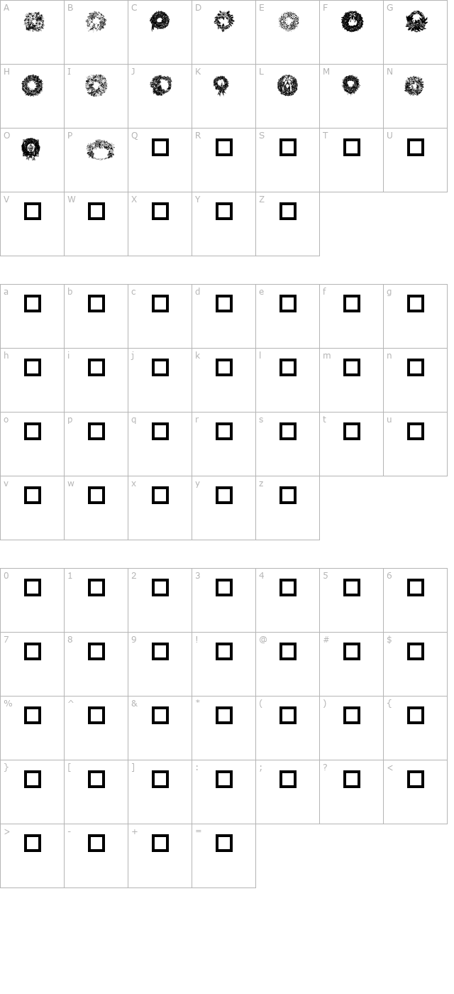 christmas-wreaths character map
