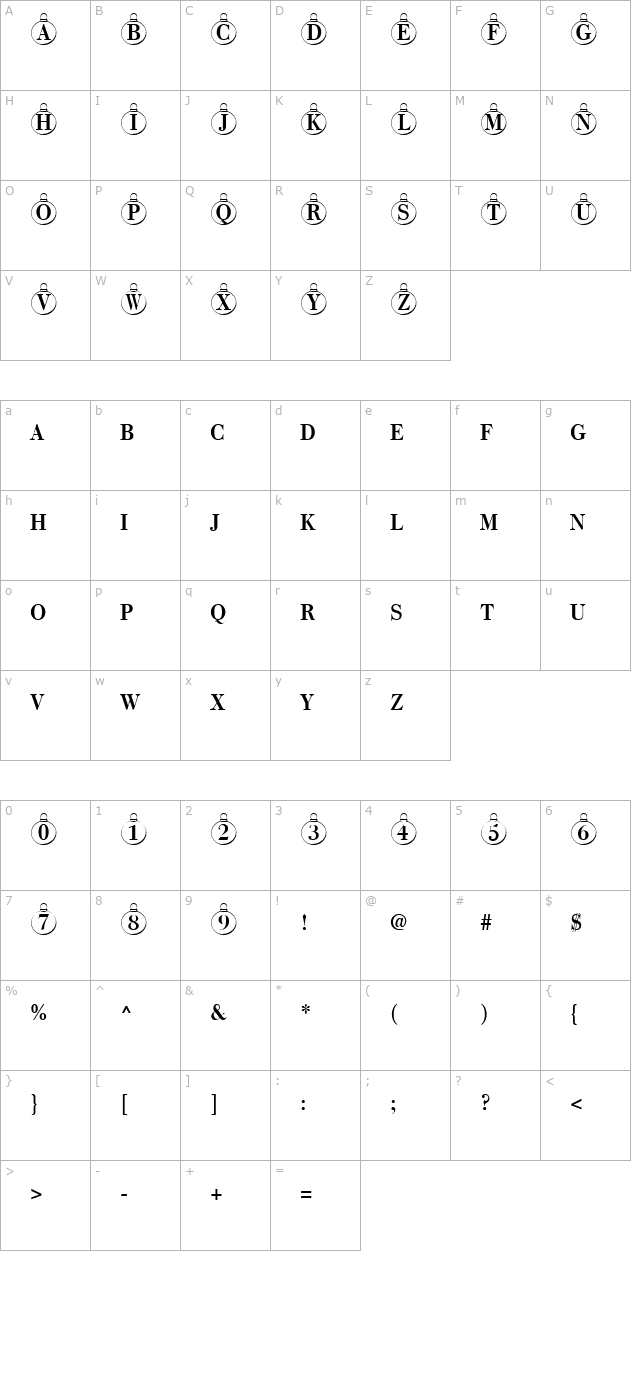 ChristmasTree Regular character map