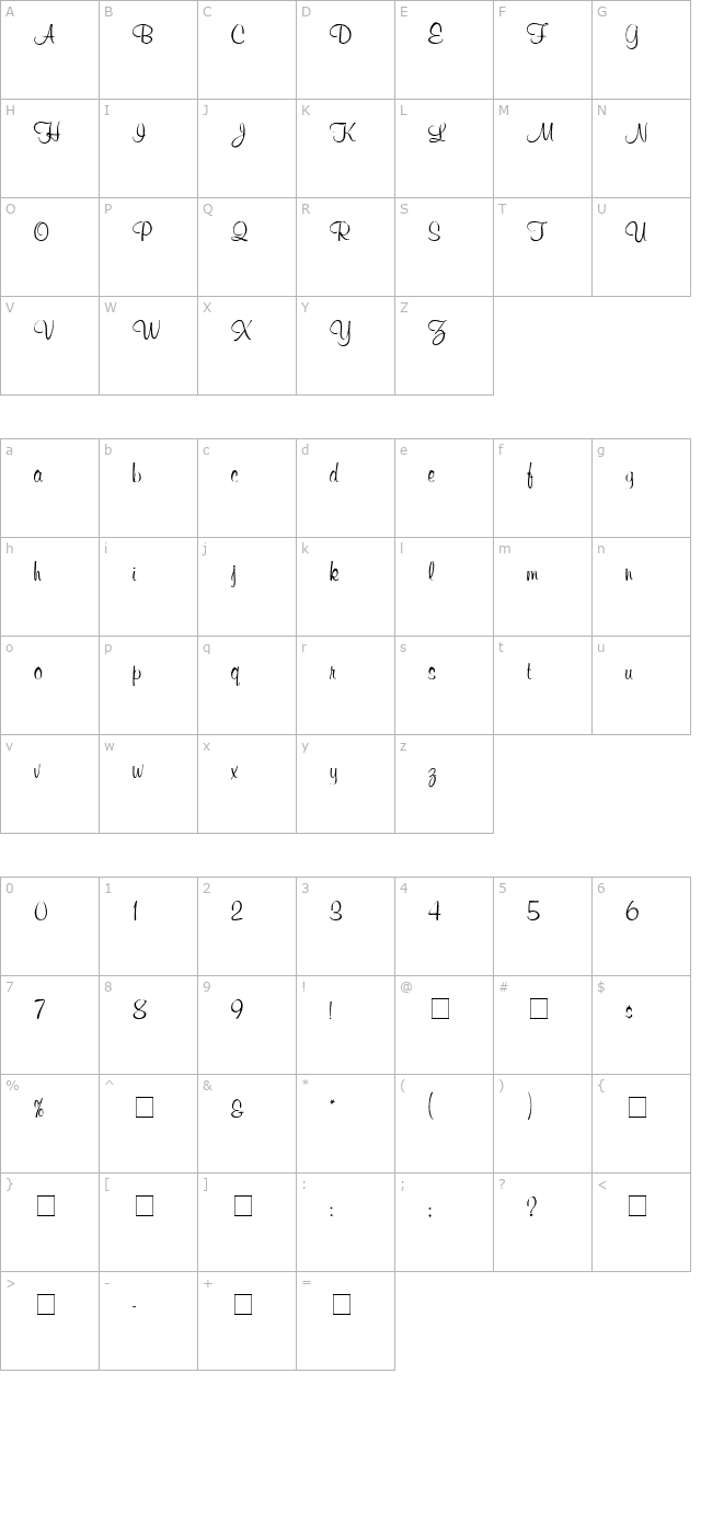 Chroma Script SSi character map