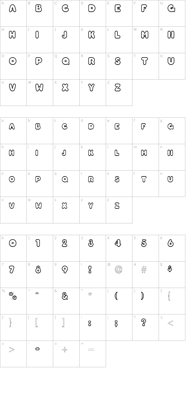 chubbyoutline-bold character map