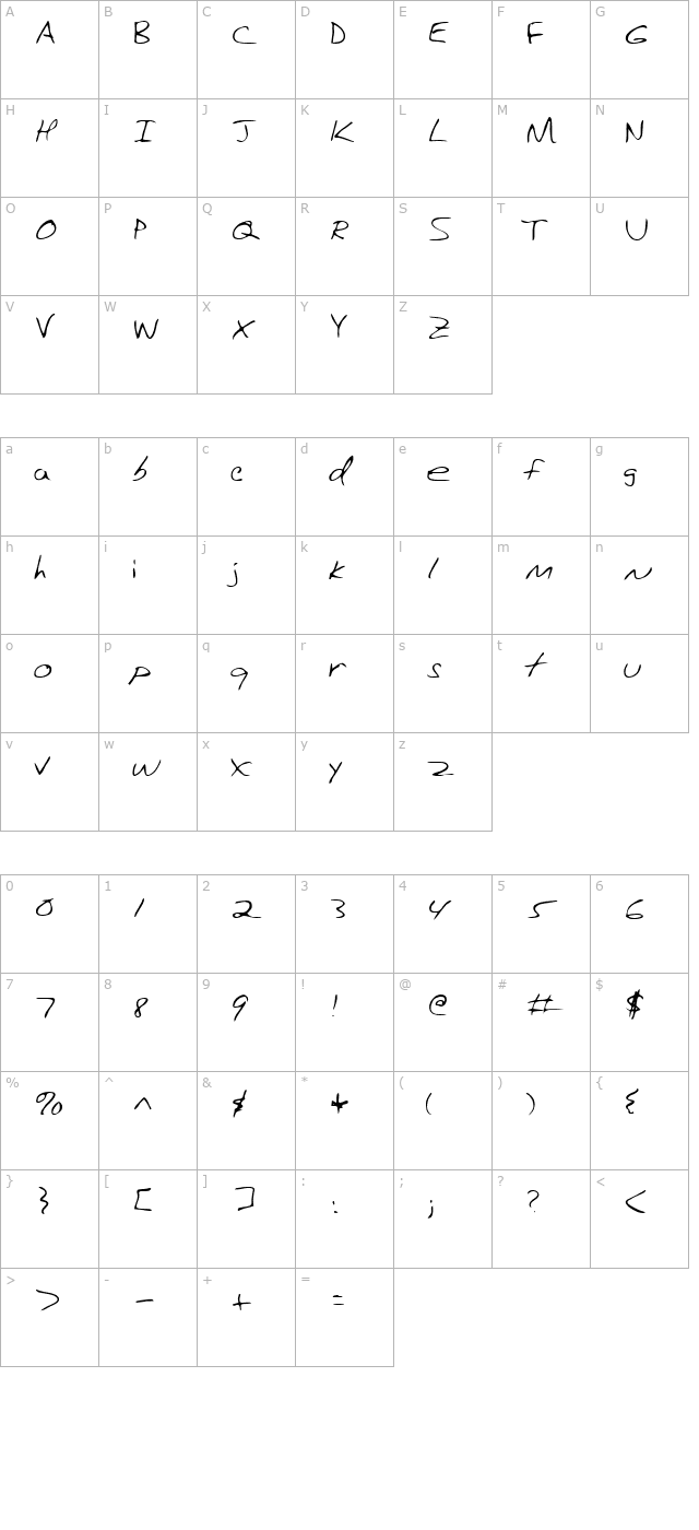 chuckie-regular character map